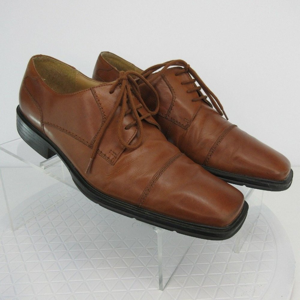 Freeman Brown Leather Captoe Derby Oxford Shoes 9